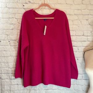 NWT APT 9 oversized V neck sweater Pink XXL